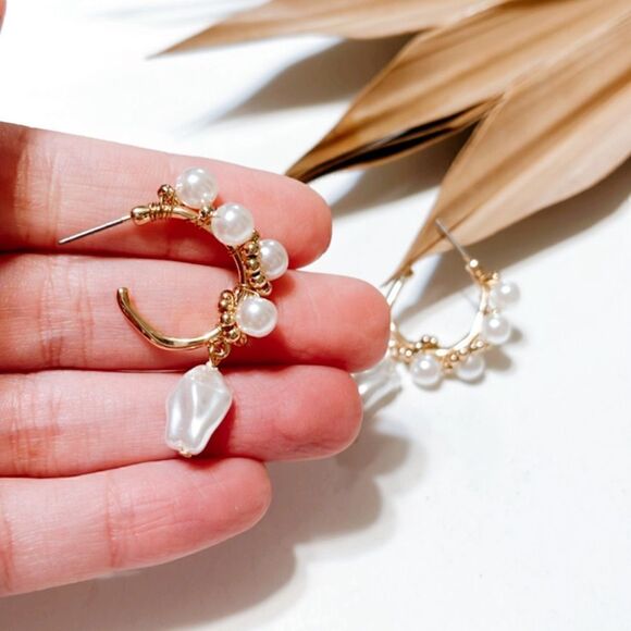 Pearl hoop earrings #282 - Picture 4 of 4